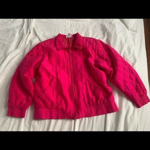 Vintage Toshiko Bright Pink 80s Light Bomber Jacket (Medium)